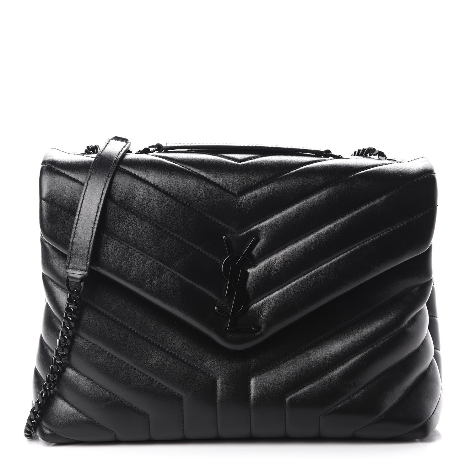Saint Laurent Calfskin Y Quilted Monogram Medium Loulou Chain Satchel Black 1 of 11