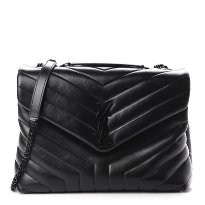 Saint Laurent Calfskin Y Quilted Monogram Medium Loulou Chain Satchel Black 1 of 11