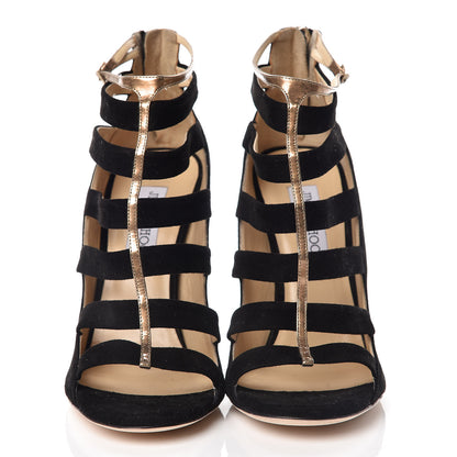Jimmy Choo Suede Fathom Strappy Cage Booties 40 Black 2 of 9