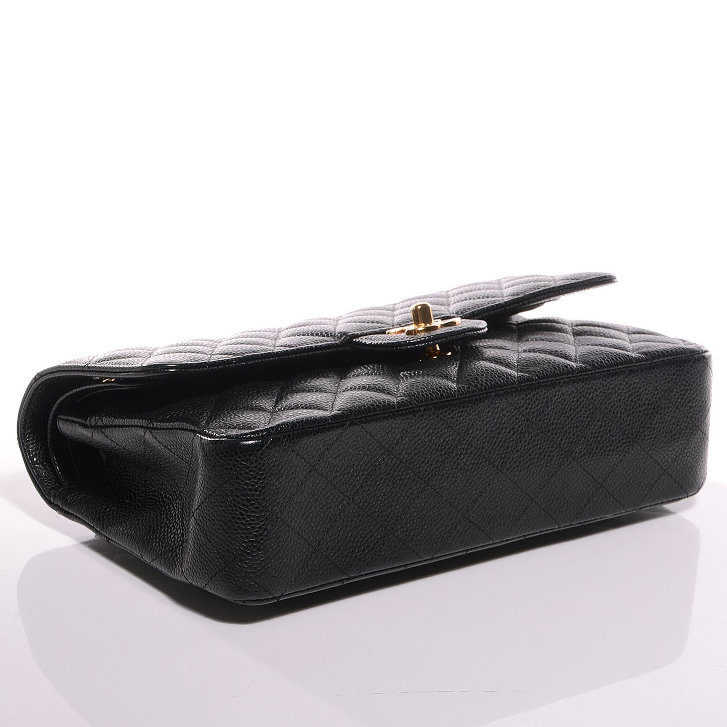 Caviar Quilted Medium Double Flap Black