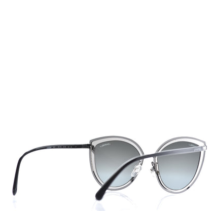 Chanel Metal Cat Eye Sunglasses 4222 Silver Black 3 of 8