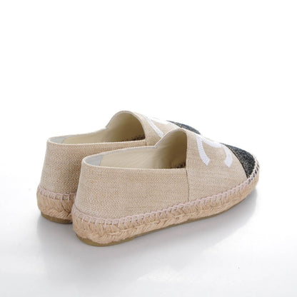 Chanel Toile Sequin CC Espadrilles 36 Beige Black 4 of 7