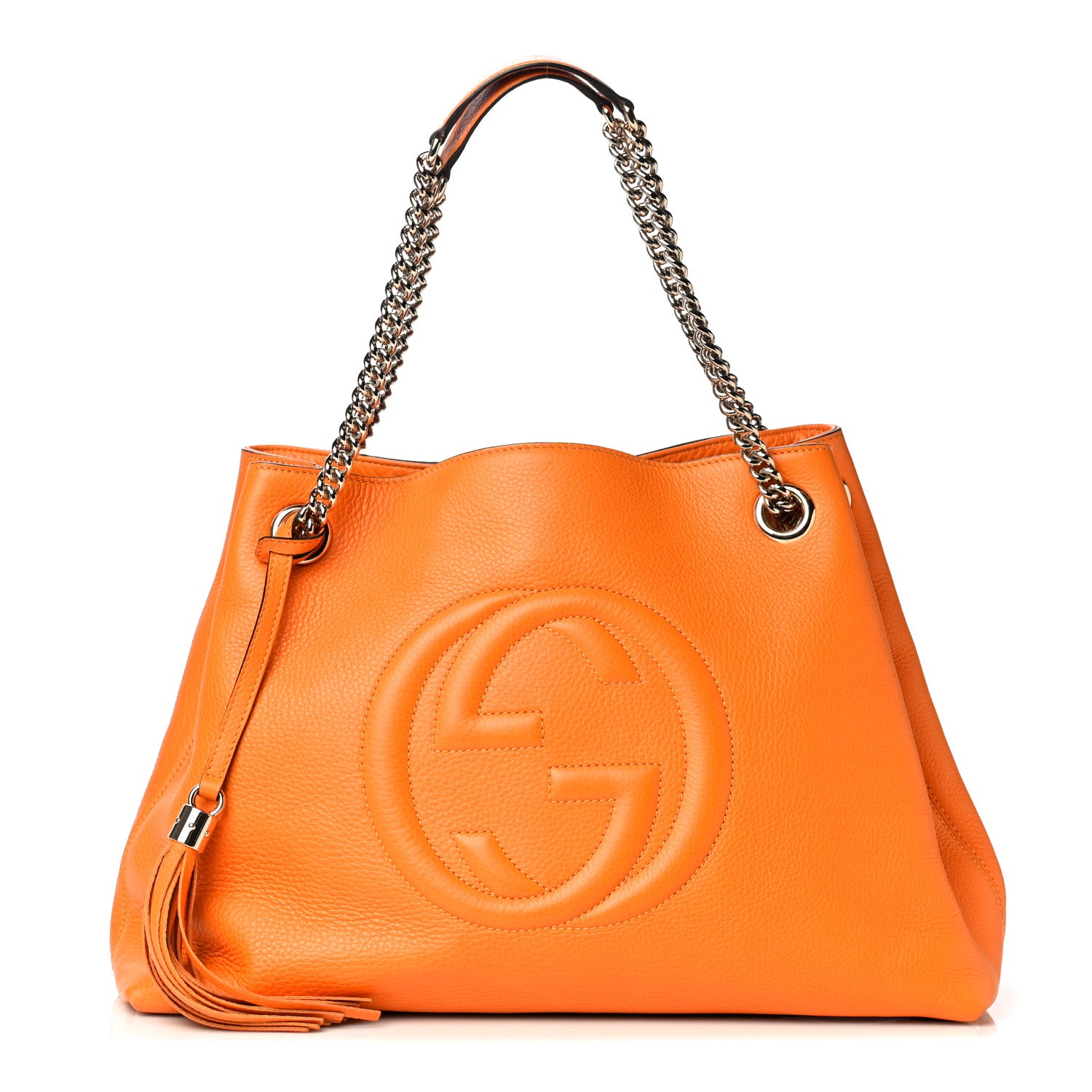 Gucci Pebbled Calfskin Medium Soho Chain Shoulder Bag Curcuma 1 of 9