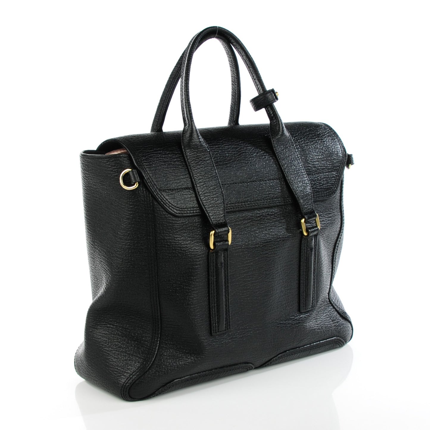 3.1 Textured Calfskin Large Pashli Satchel Black
