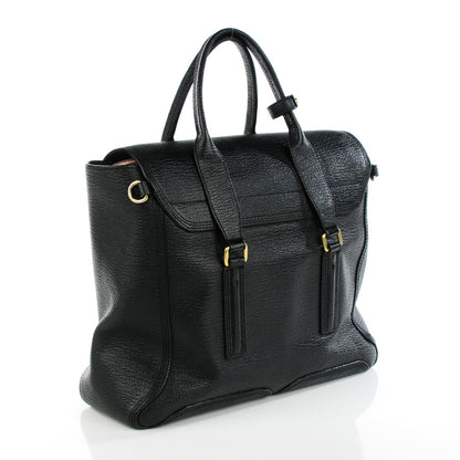 3.1 Phillip Lim 3.1 Textured Calfskin Large Pashli Satchel Black 3 of 8