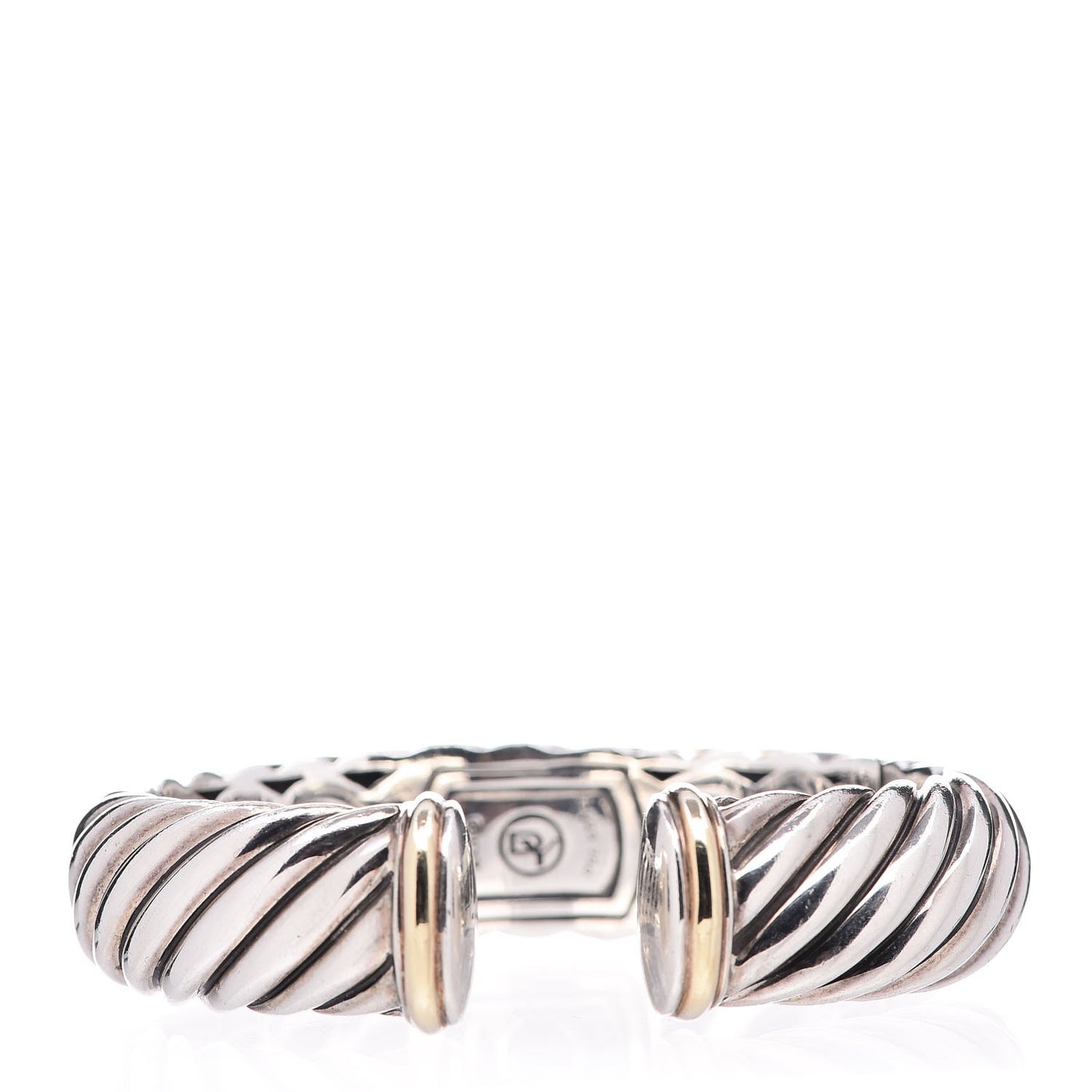 Sterling Silver 18K Yellow Gold 15mm Sculpted Cable Cuff Bracelet