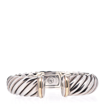 David Yurman Sterling Silver 18K Yellow Gold 15mm Sculpted Cable Cuff Bracelet 1 of 5