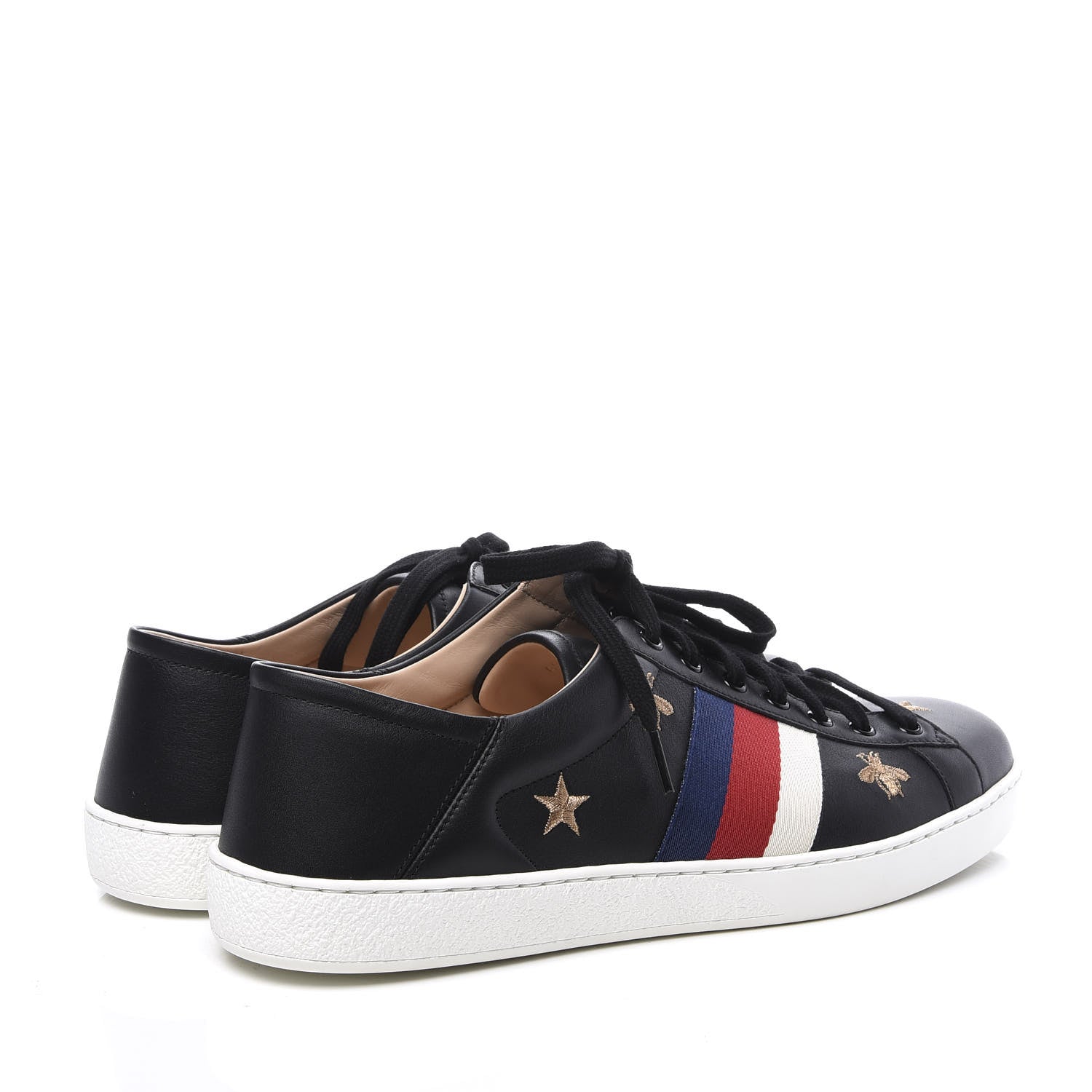 Gucci Calfskin Bee Star Embroidered Mens Sylvie Web Ace Sneakers 11 Black 4 of 11