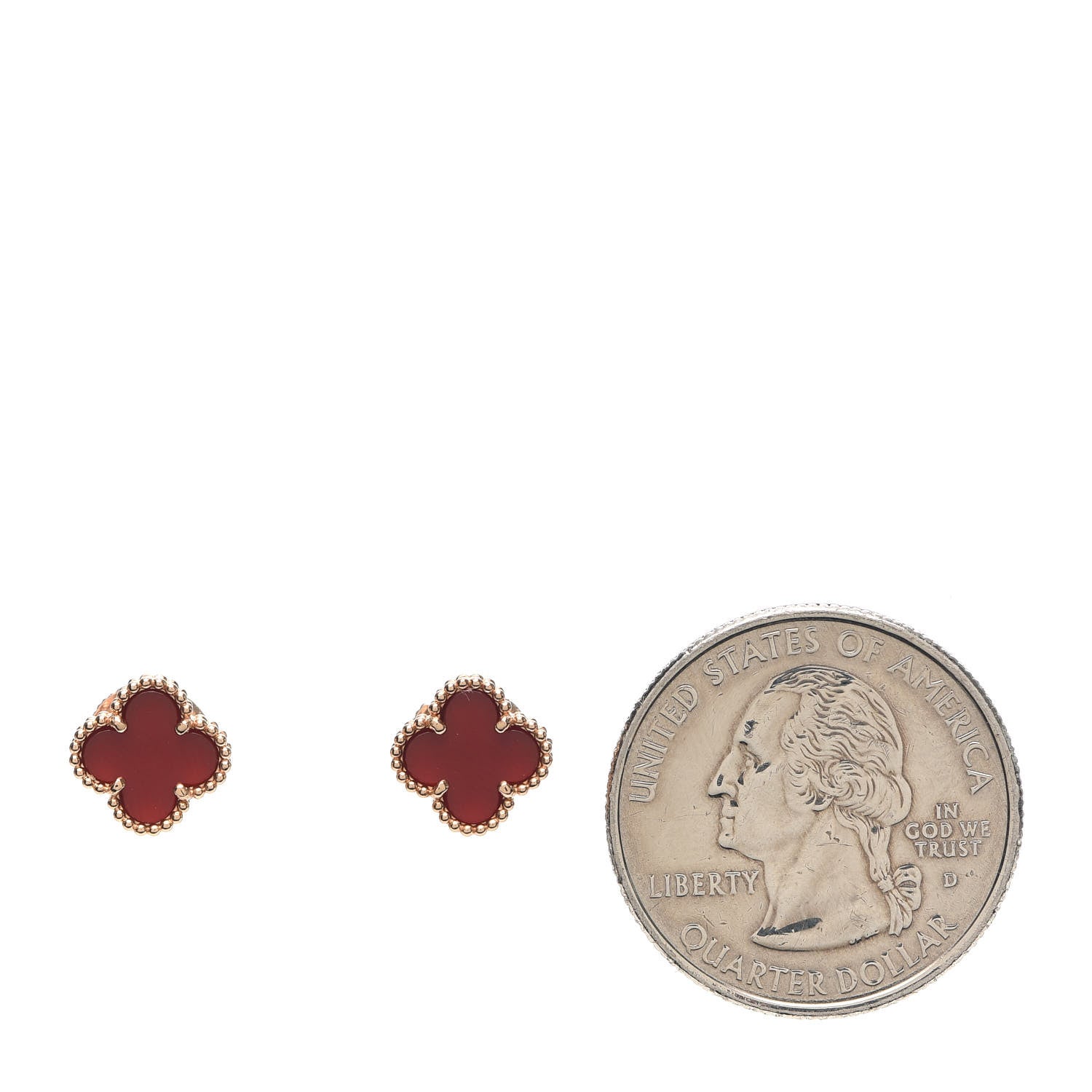 Van Cleef & Arpels 18K Rose Gold Carnelian Sweet Alhambra Earrings 2 of 6