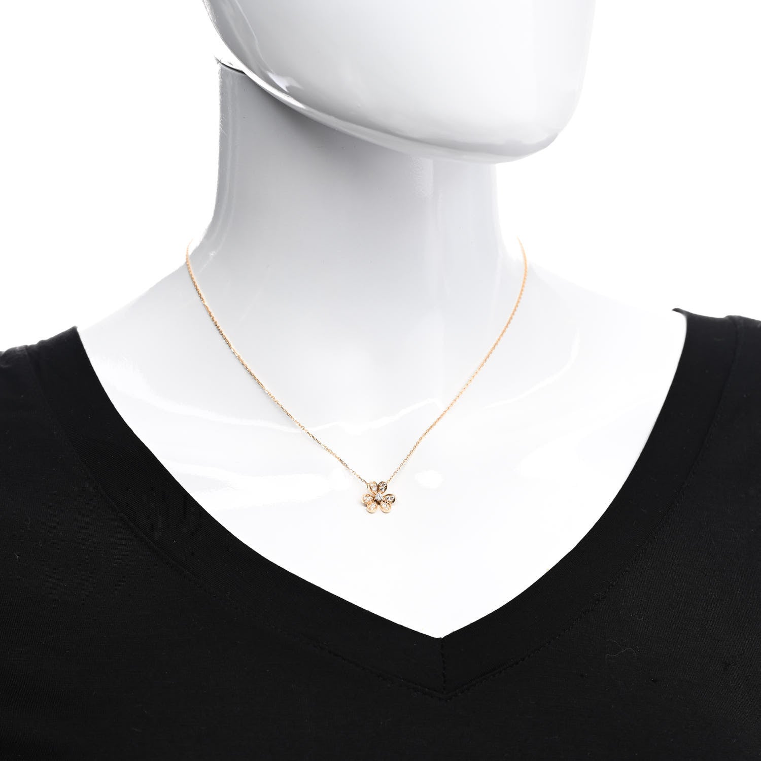 Van Cleef & Arpels 18K Yellow Gold Diamond Mini Frivole Pendant Pave Necklace 2 of 5