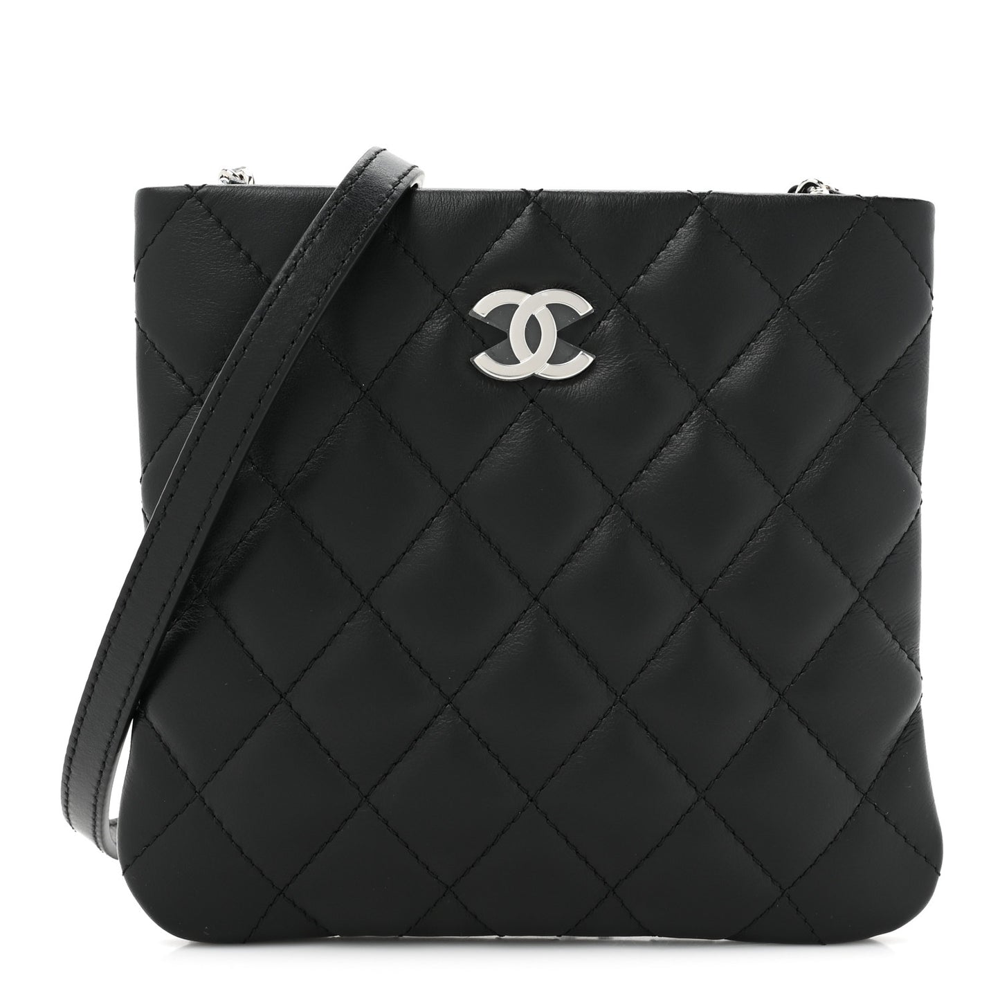 Lambskin Quilted Crossbody Bag Black