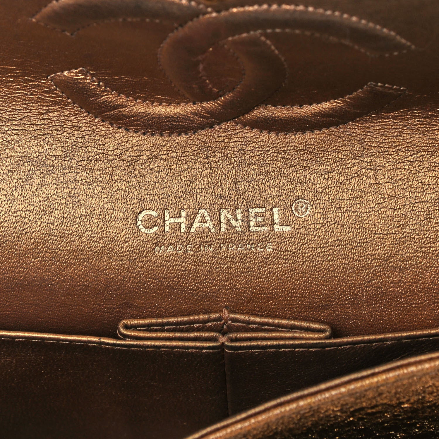 Chanel Metallic Crackled Calfskin Quilted Medium Double Flap Dark Gold 5 of 9