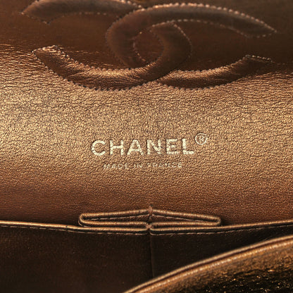 Chanel Metallic Crackled Calfskin Quilted Medium Double Flap Dark Gold 5 of 9