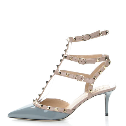 Valentino Garavani Patent Nappa Rockstud Ankle Strap 65mmPumps 40 Light Stone Poudre 1 of 9