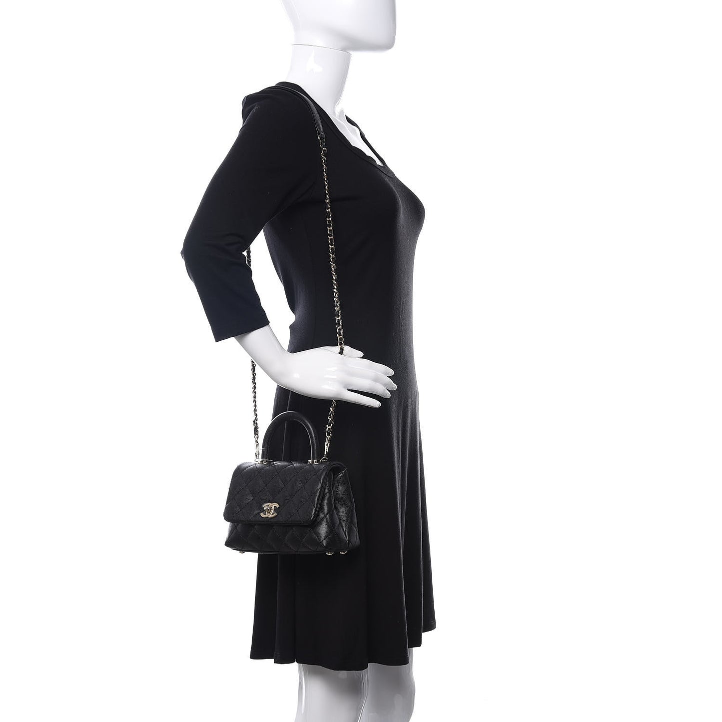 Caviar Quilted Extra Mini Coco Handle Flap Black