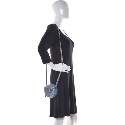 Chanel Sequin Chanel 19 Round Clutch With Chain Light Blue 2 of 13