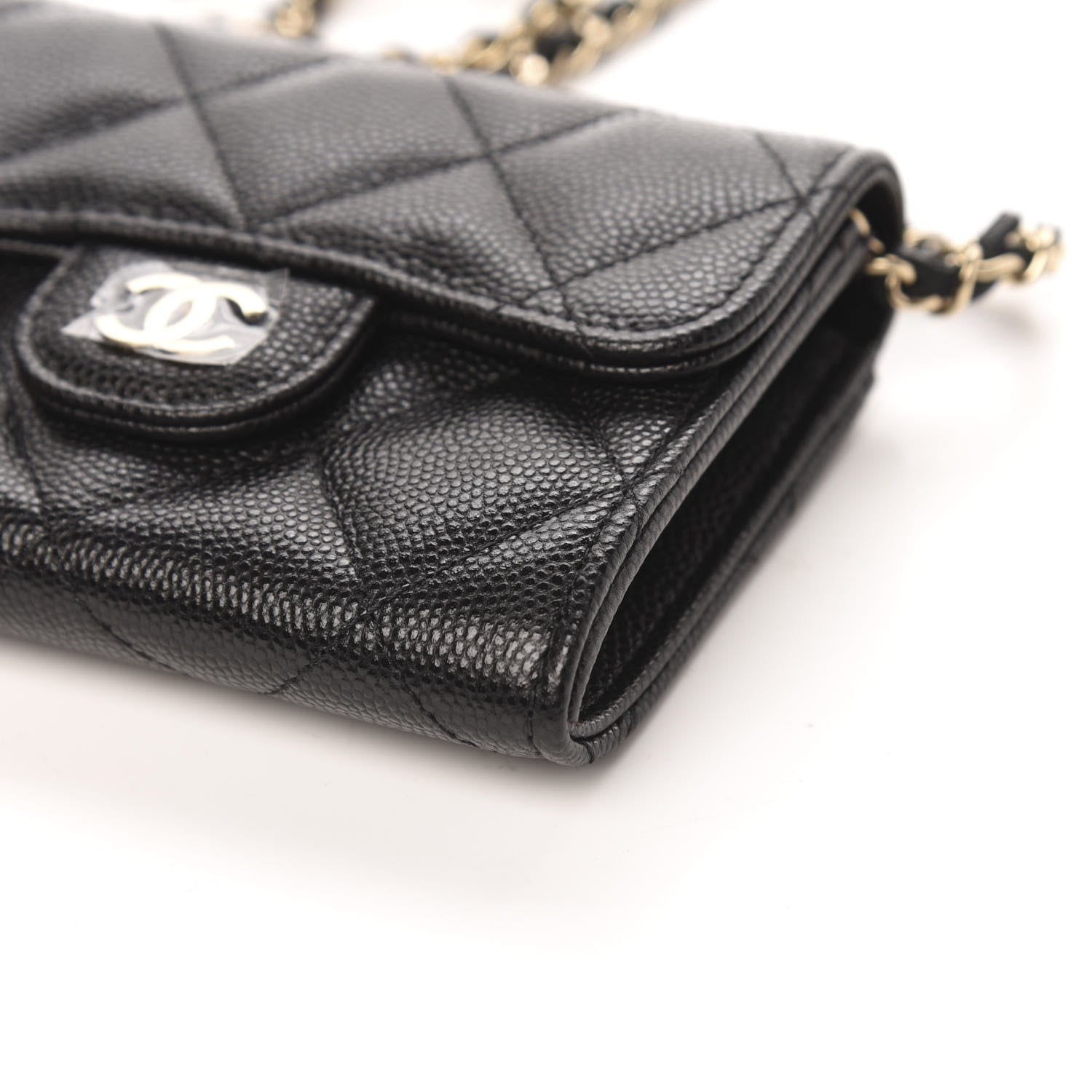 Chanel Caviar Quilted Flap Card Holder On Chain Black 10 of 11