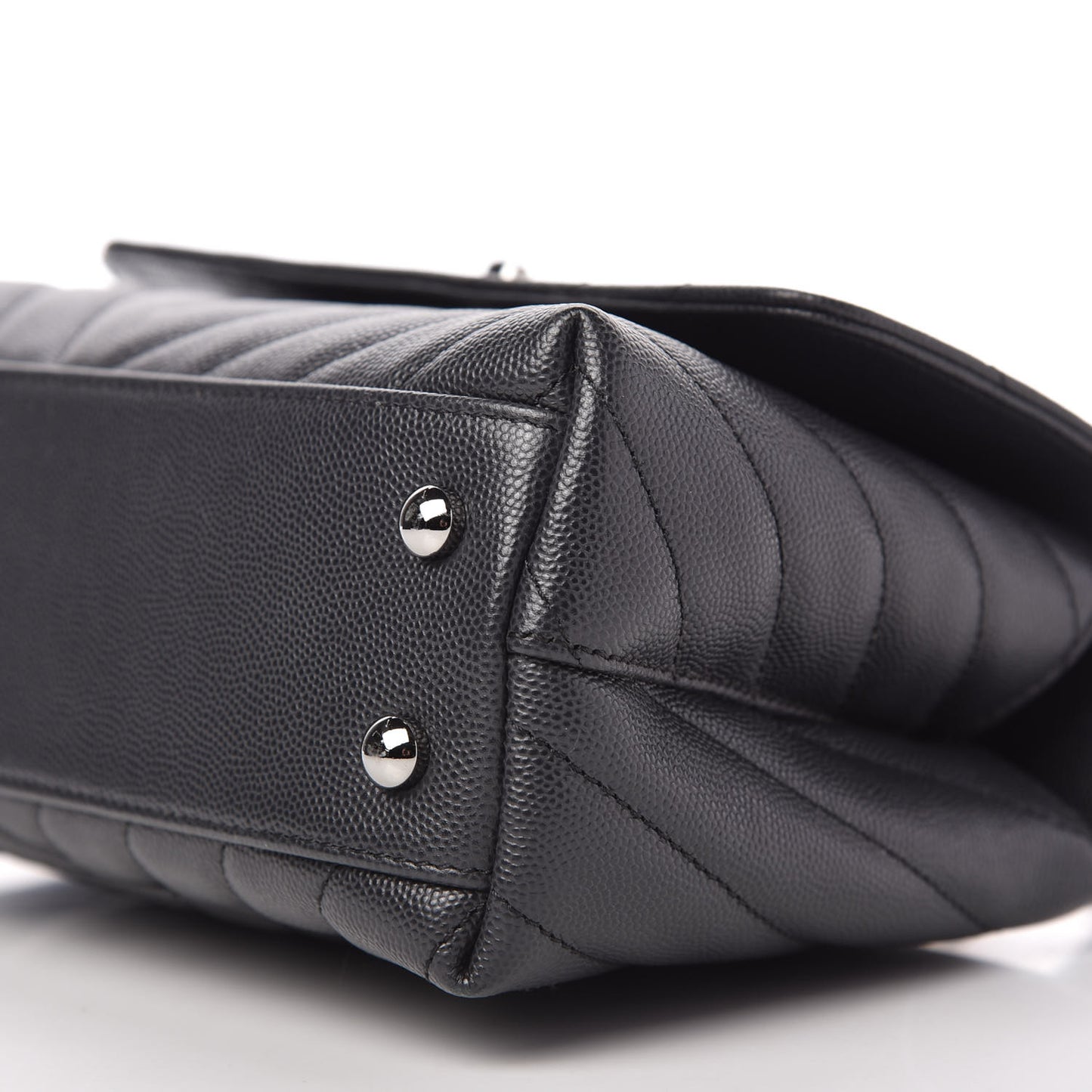 Caviar Chevron Quilted Mini Coco Handle Flap Dark Grey