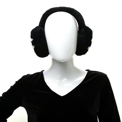Chanel Shearling CC Ear Muffs Black White 2 of 5