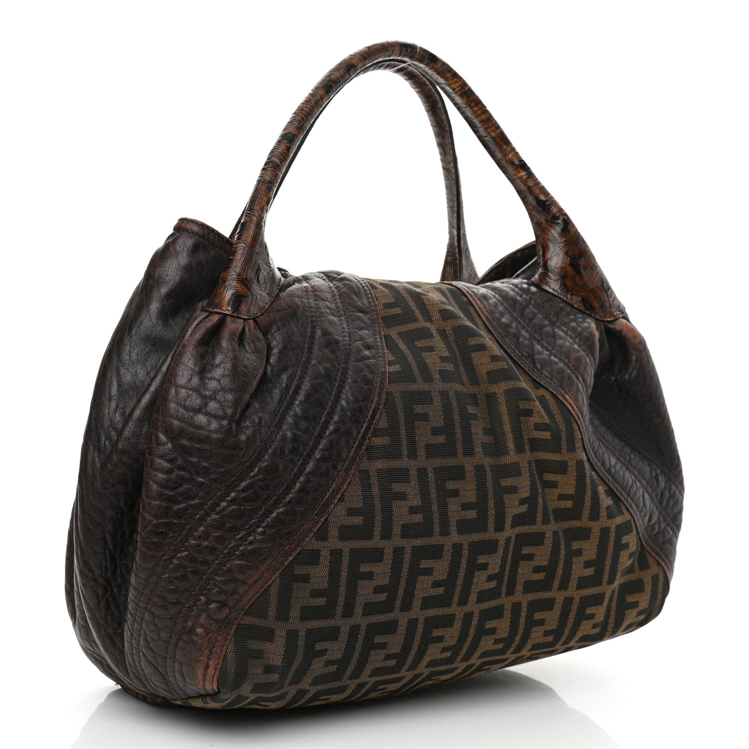 Fendi Zucca Nappa Nuvolata Vitello Tortuga Spy Tobacco Moro 3 of 11