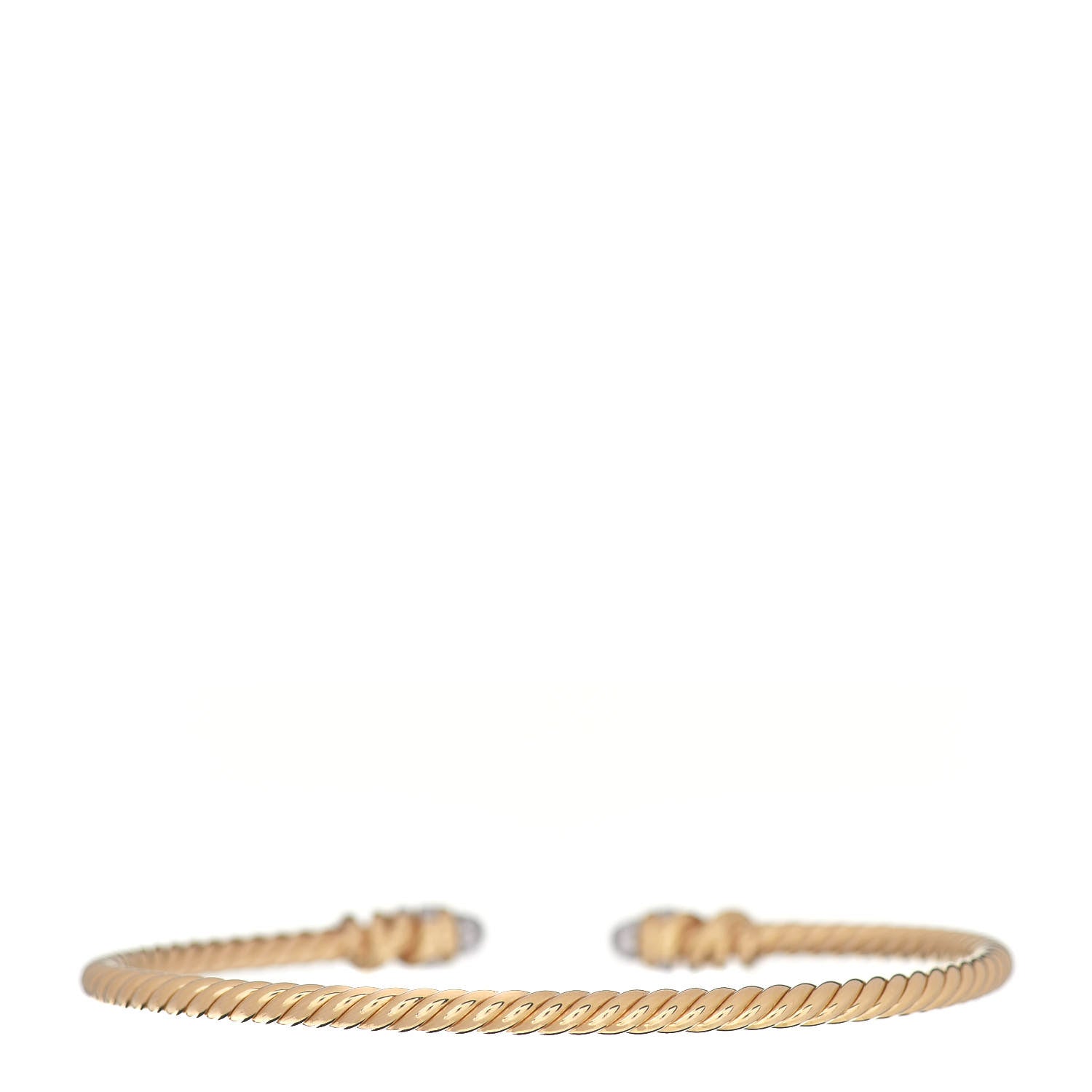David Yurman 18K Yellow Gold Diamond 3mm Petite Helena Cuff Bracelet 3 of 4