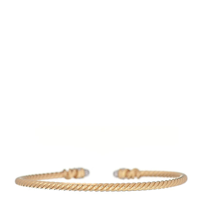 David Yurman 18K Yellow Gold Diamond 3mm Petite Helena Cuff Bracelet 3 of 4