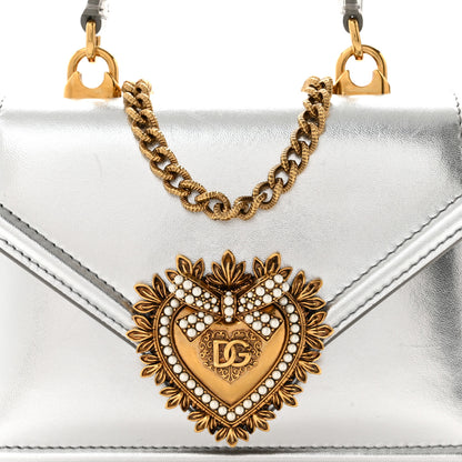Dolce & Gabbana Metallic Nappa Small Devotion Top Handle Bag Silver 7 of 10