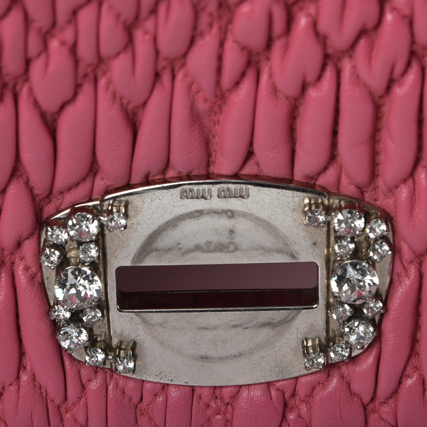 Miu Miu Nappa Matelasse Crystal Flap Clutch Geranio 9 of 10