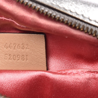 Gucci Metallic Calfskin Matelasse Studded Small Pearly GG Marmont Chain Shoulder Bag Silver 7 of 18