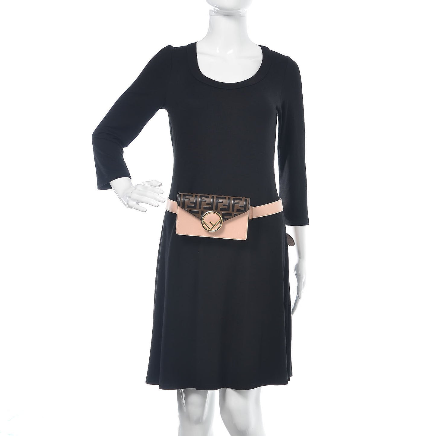 Vitello Cruise F is Fendi Bi-Color FF 1974 Embossed Envelope Belt Bag Maya Black Light Rose
