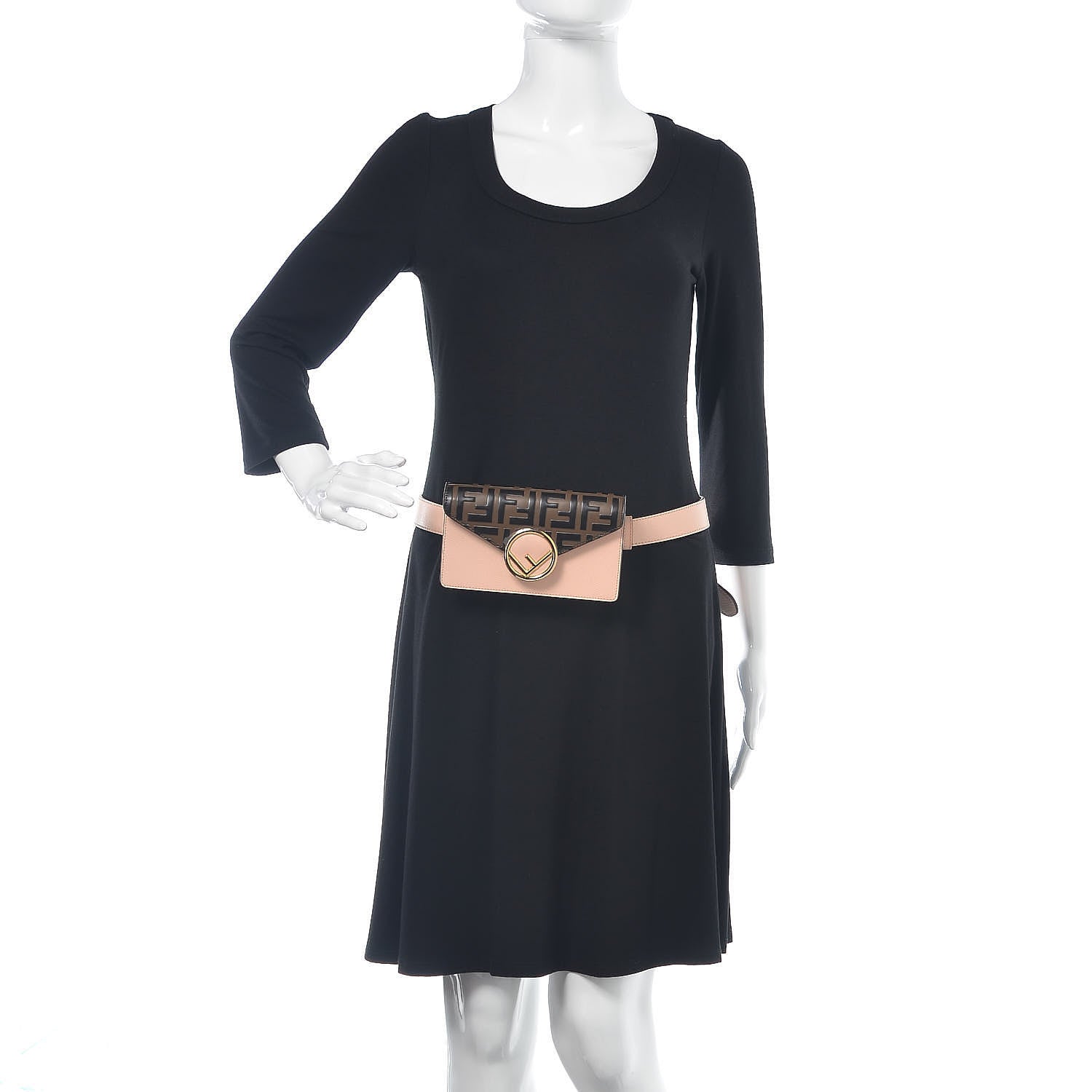 Fendi Vitello Cruise F is Fendi Bi-Color FF 1974 Embossed Envelope Belt Bag Maya Black Light Rose 2 of 13