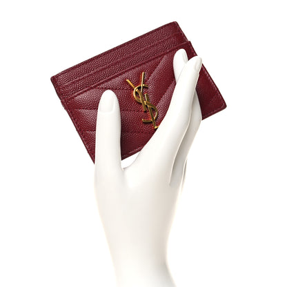 Saint Laurent Grain De Poudre Matelasse Chevron Monogram Credit Card Case Opyum Red 2 of 10