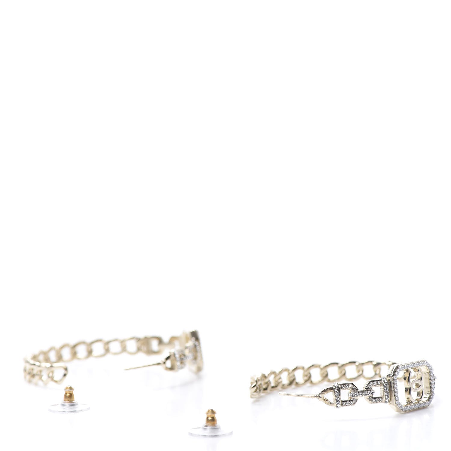 Chanel Crystal CC Vendome Hoop Earrings Gold 3 of 5