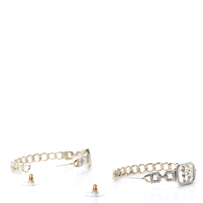 Chanel Crystal CC Vendome Hoop Earrings Gold 3 of 5