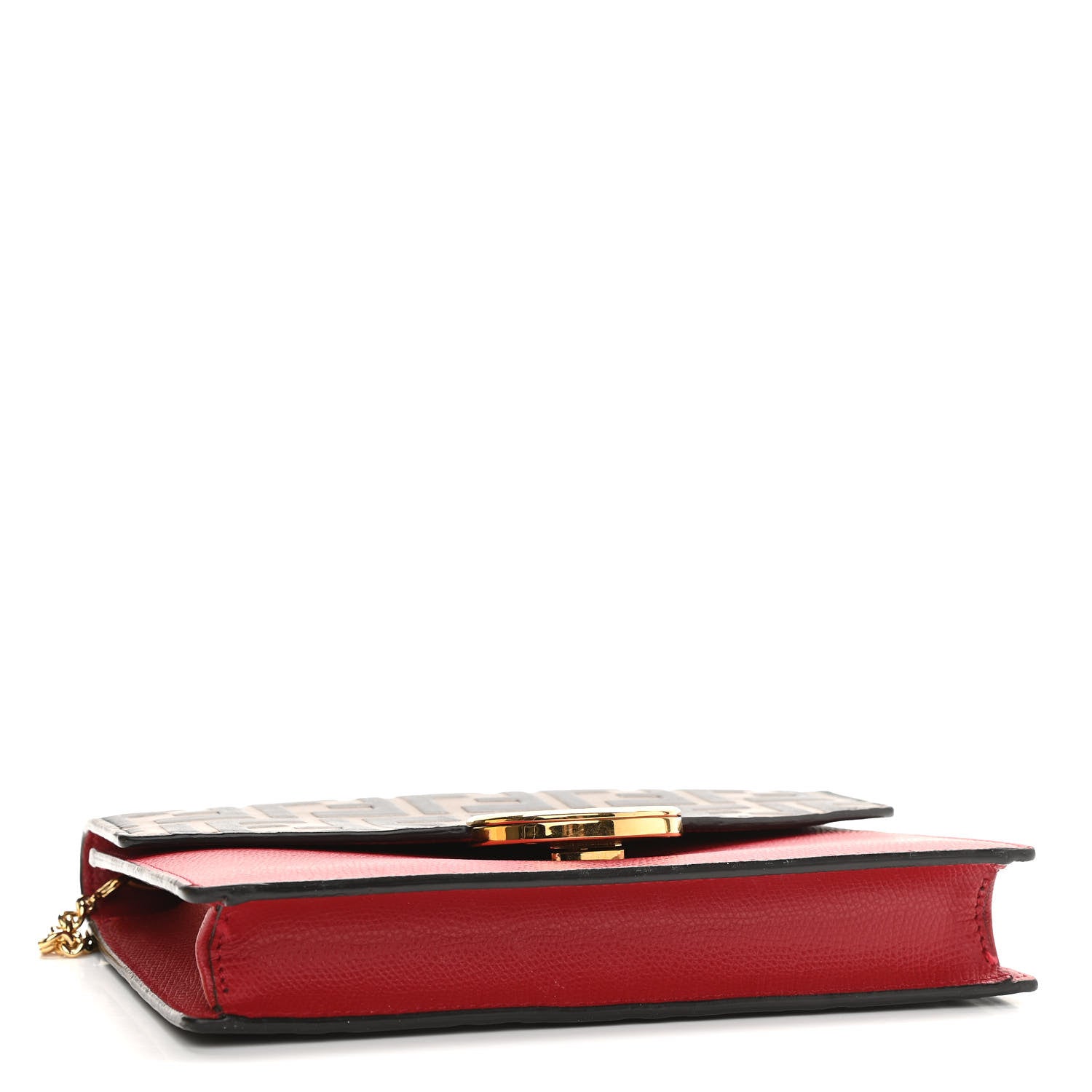 Fendi Vitello Cruise F is Fendi FF 1974 Embossed Medium Envelope Wallet On Chain Fragola Maya Black 4 of 14