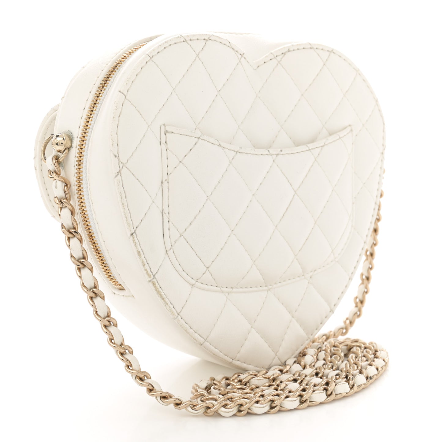 Lambskin Quilted CC In Love Heart Bag White