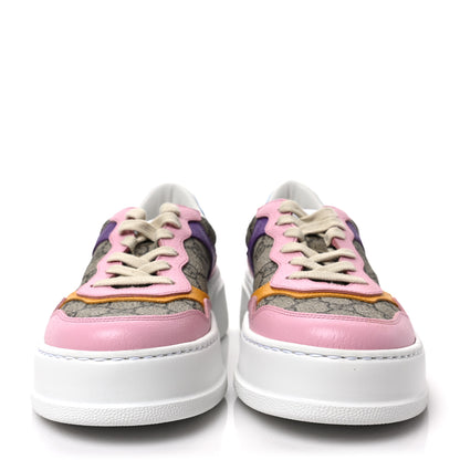Gucci Calfskin GG Supreme Monogram Perforated Womens Platform 55mm Sneakers 38.5 Beige Ebony Sugar Pink Crop Shine Purple 2 of 8