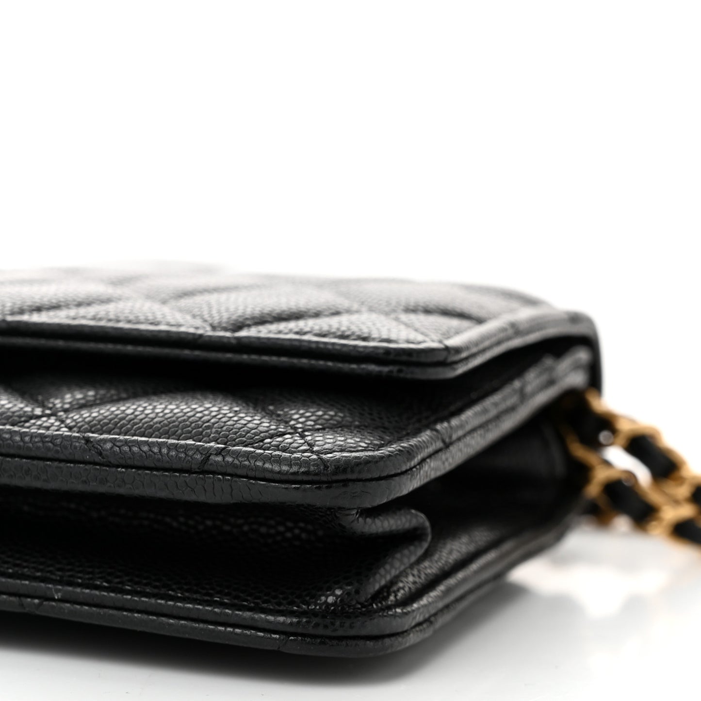Caviar Quilted Twist Your Buttons Wallet On Chain WOC Black