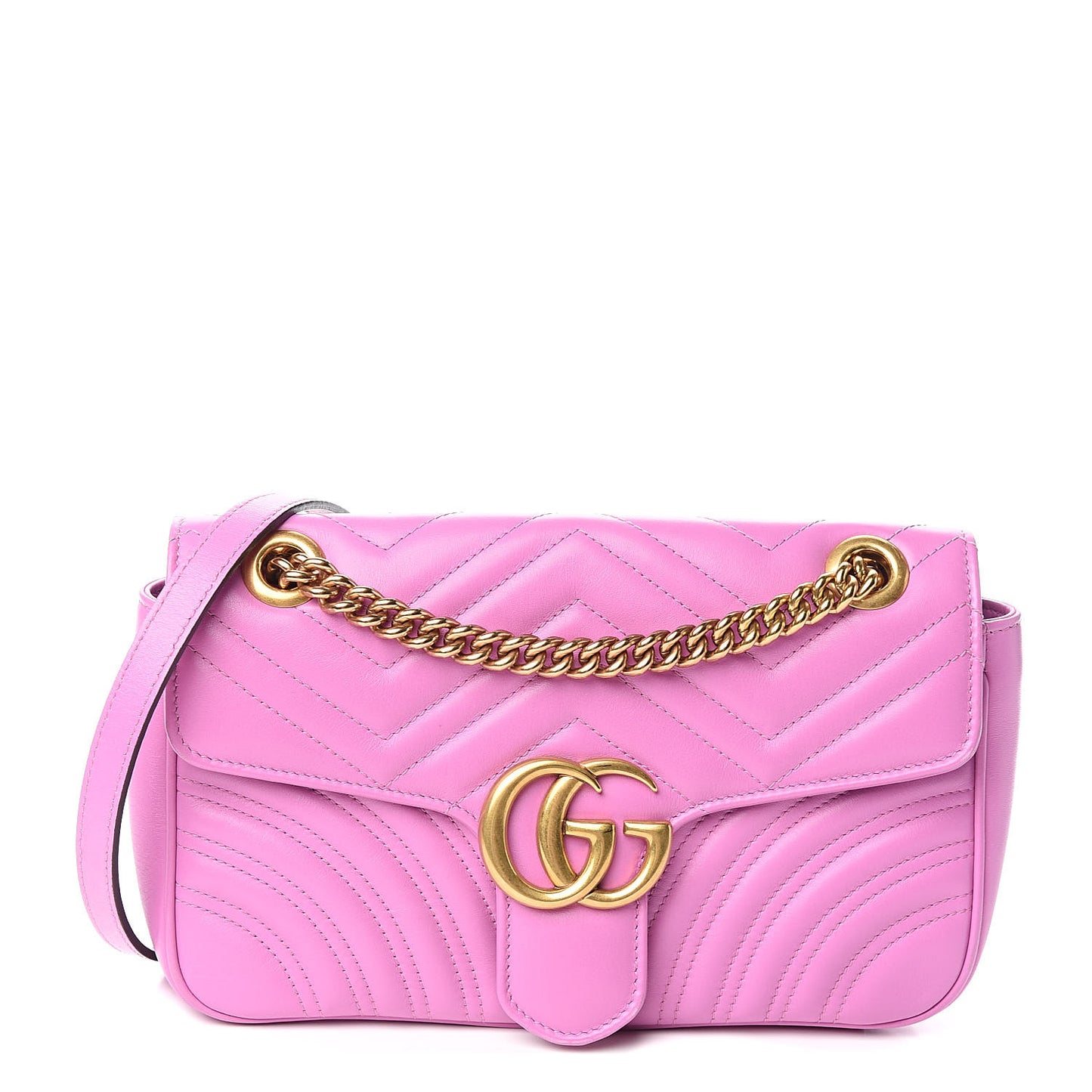 Calfskin Matelasse Small GG Marmont Shoulder Bag Candy Mousse