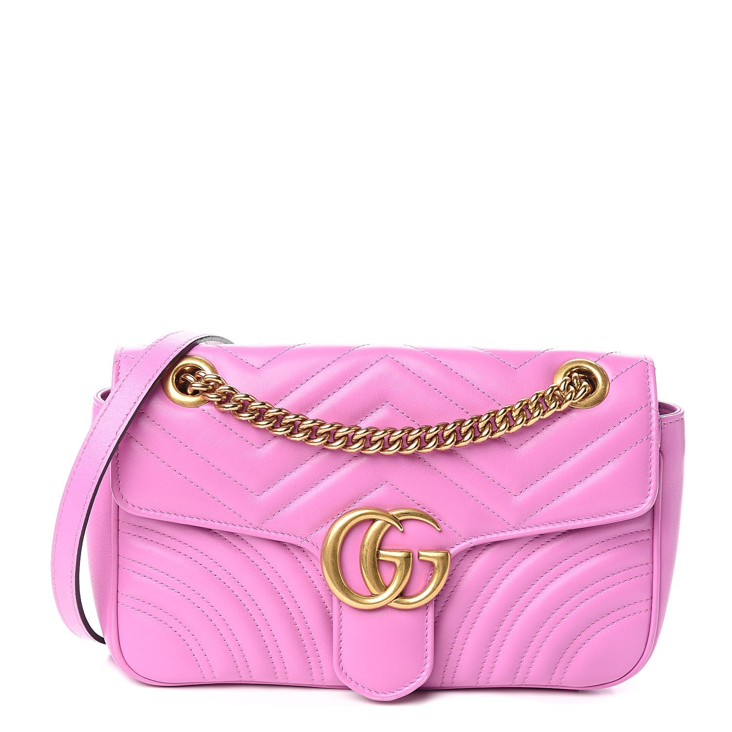 Gucci Calfskin Matelasse Small GG Marmont Shoulder Bag Candy Mousse 1 of 11