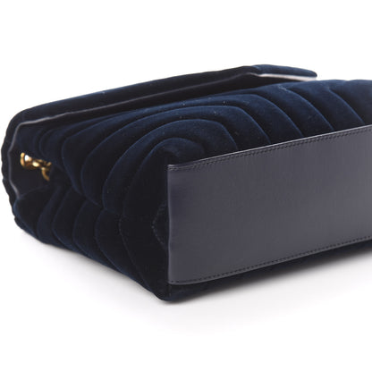 Saint Laurent Velvet Y Quilted Monogram Small Loulou Chain Satchel Medium Blue 5 of 7