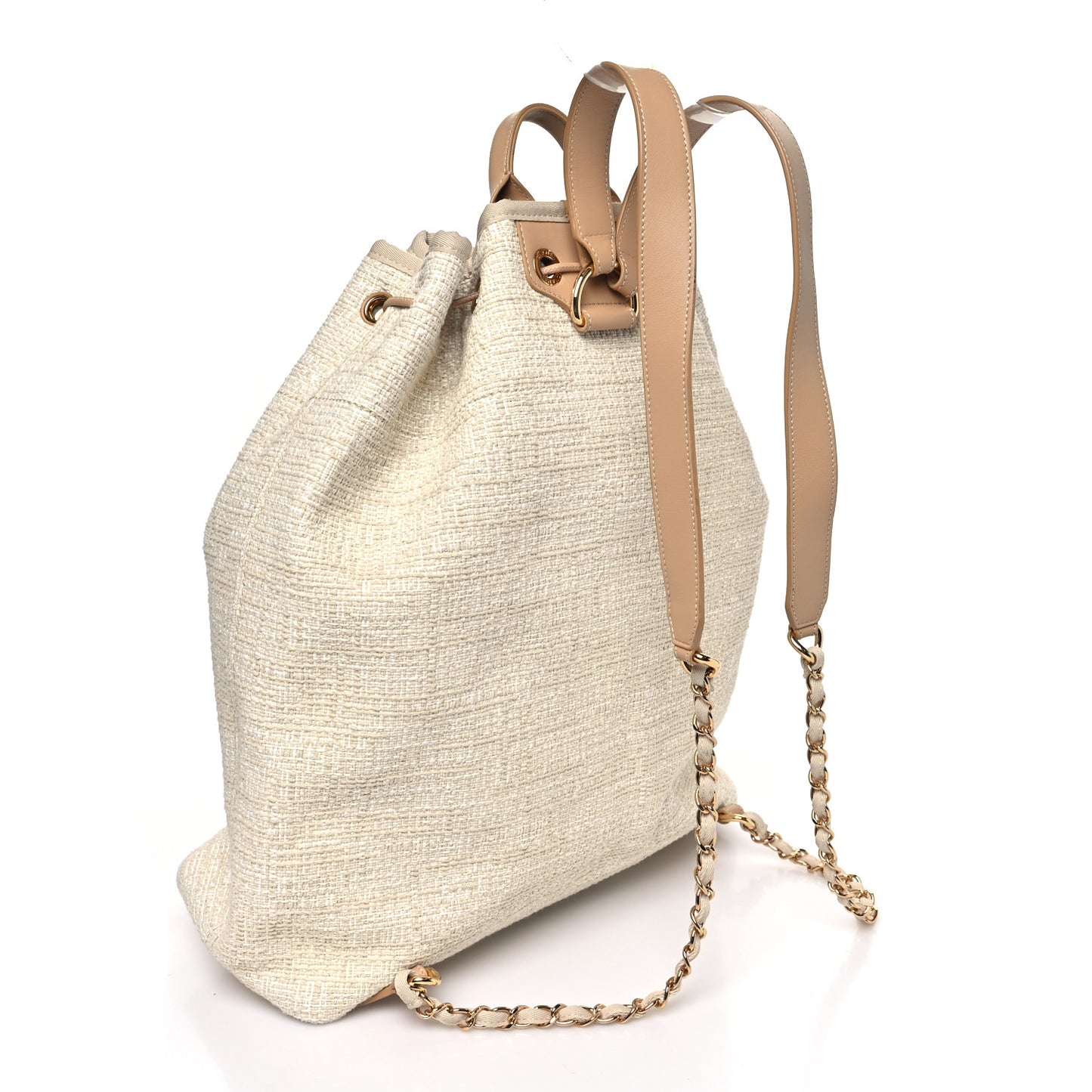 Lurex Boucle Large Deauville Backpack Beige