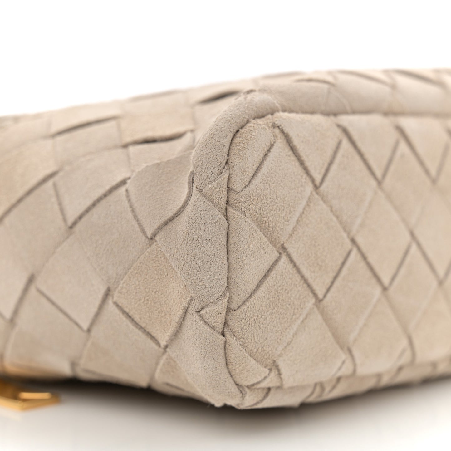 Suede Intrecciato Bang Bang Vanity Case Ecru