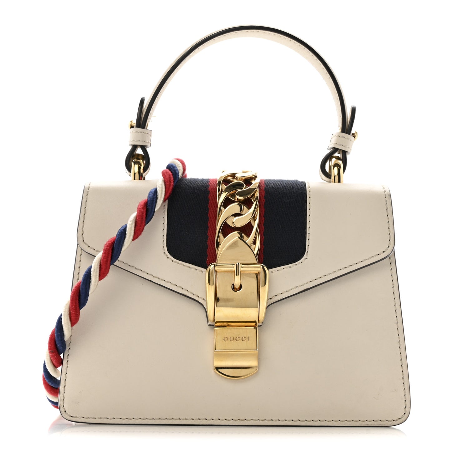 Calfskin Mini Sylvie Top Handle Bag White