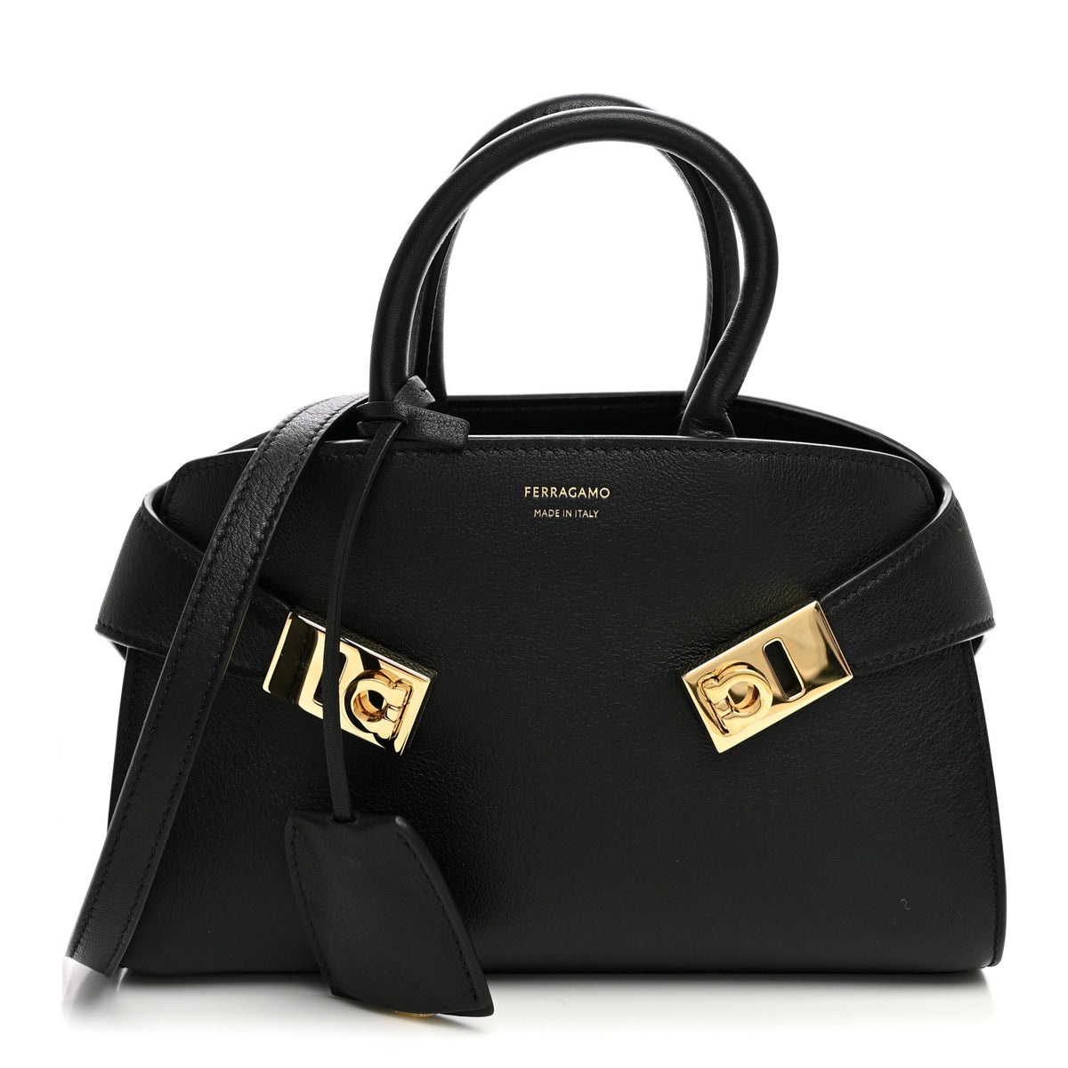 Salvatore Ferragamo Calfskin Mini Hug Bag Black 1 of 9