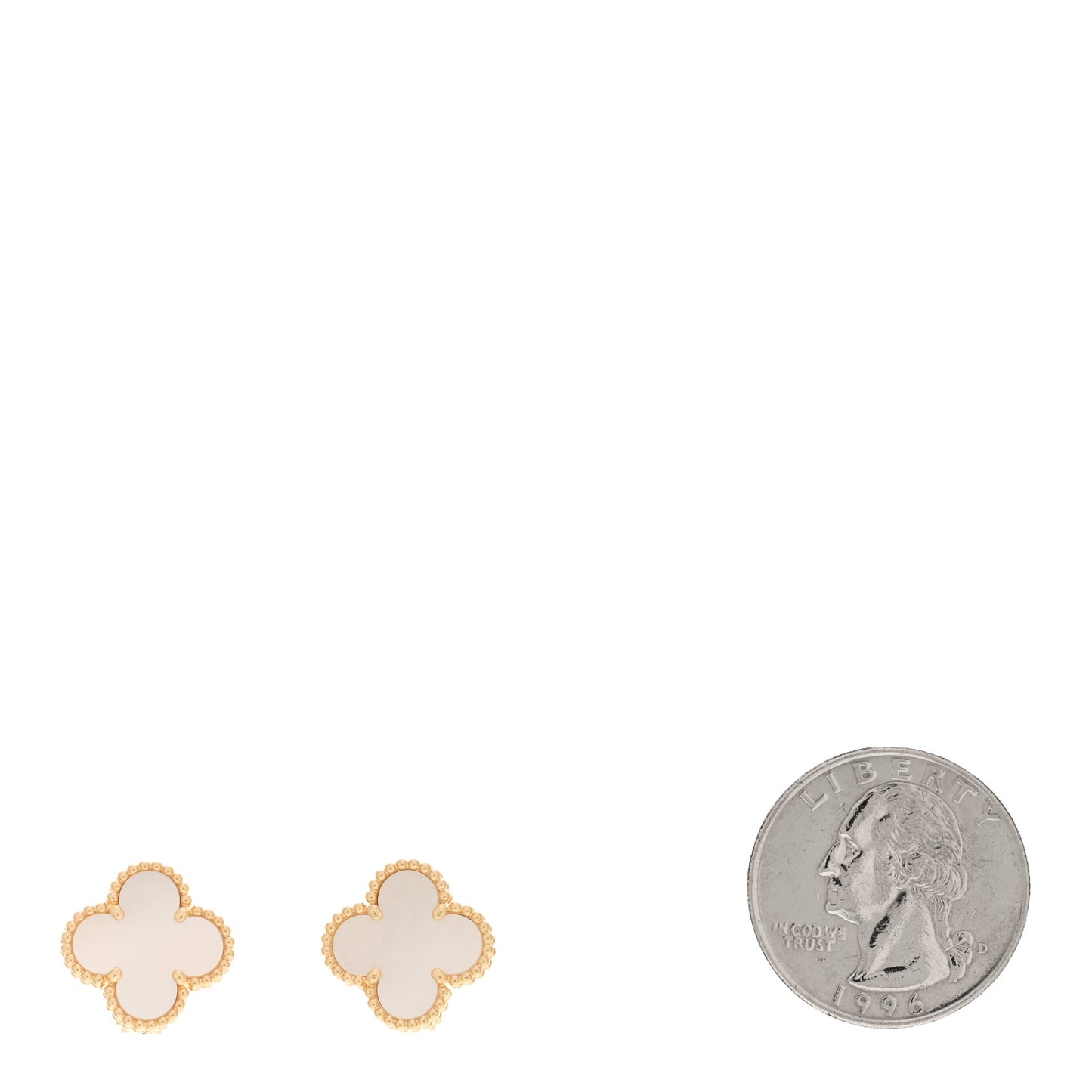 18K Yellow Gold Mother of Pearl Vintage Alhambra Earrings