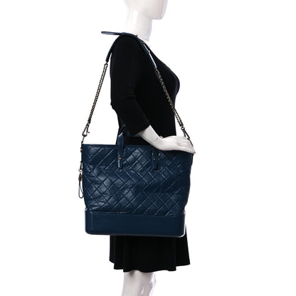 Chanel Aged Calfskin Quilted Large Gabrielle Shopping Tote Blue 2 of 10