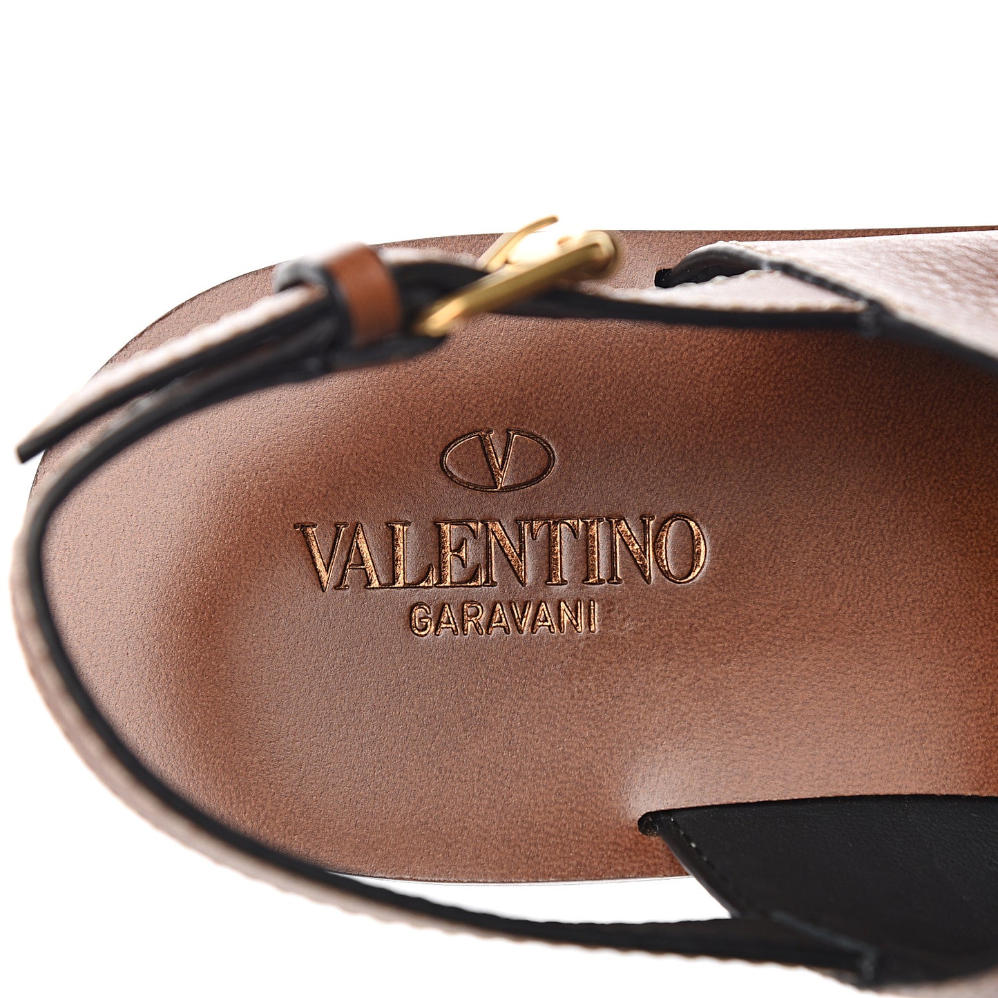 Grainy Cowhide Vlogo Slingback Flat Thong Sandals 38.5 Cuoio