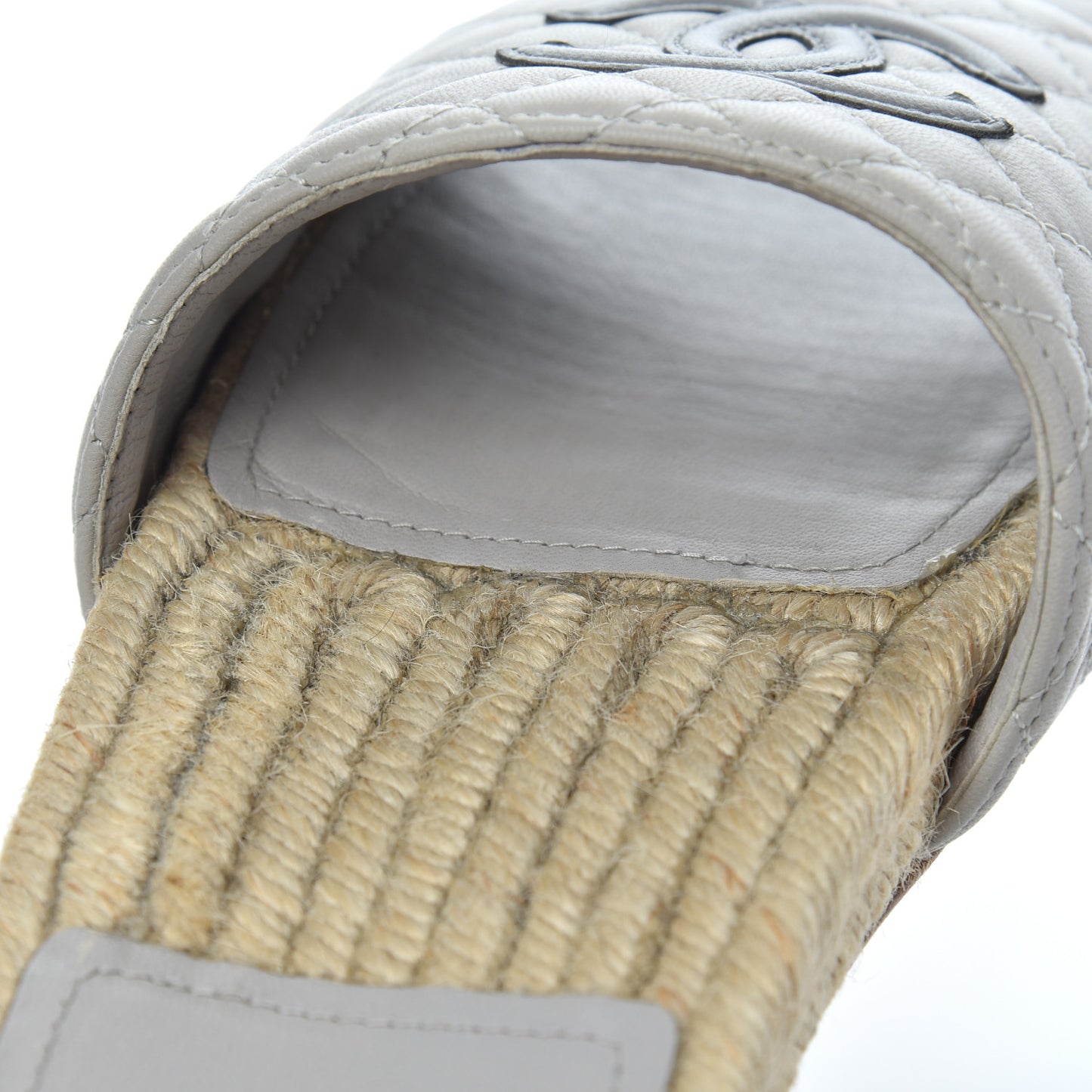 Lambskin Espadrille Mules 42 Light Grey