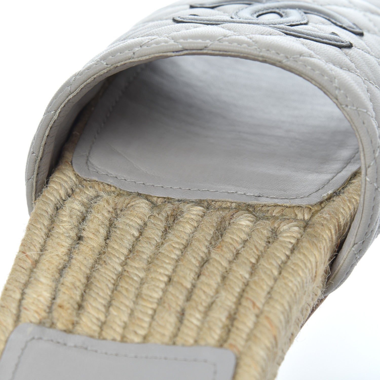 Chanel Lambskin Espadrille Mules 42 Light Grey 16 of 18